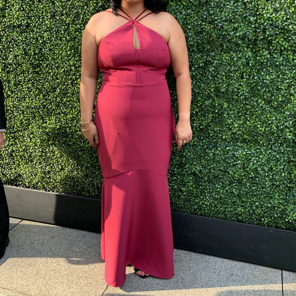 Ever New Halter Fuschia Gown